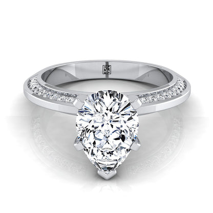 Knife Edge Micro-Pavé Pear Shape, in 18K White Gold | RockHer