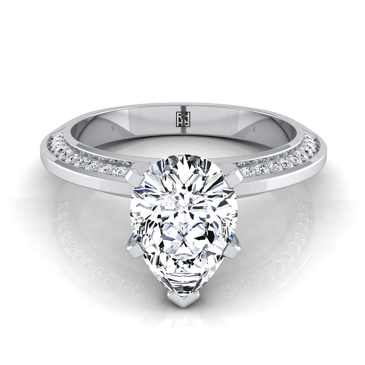 The Clover pear engagement ring setting in 18K White Gold | RockHer