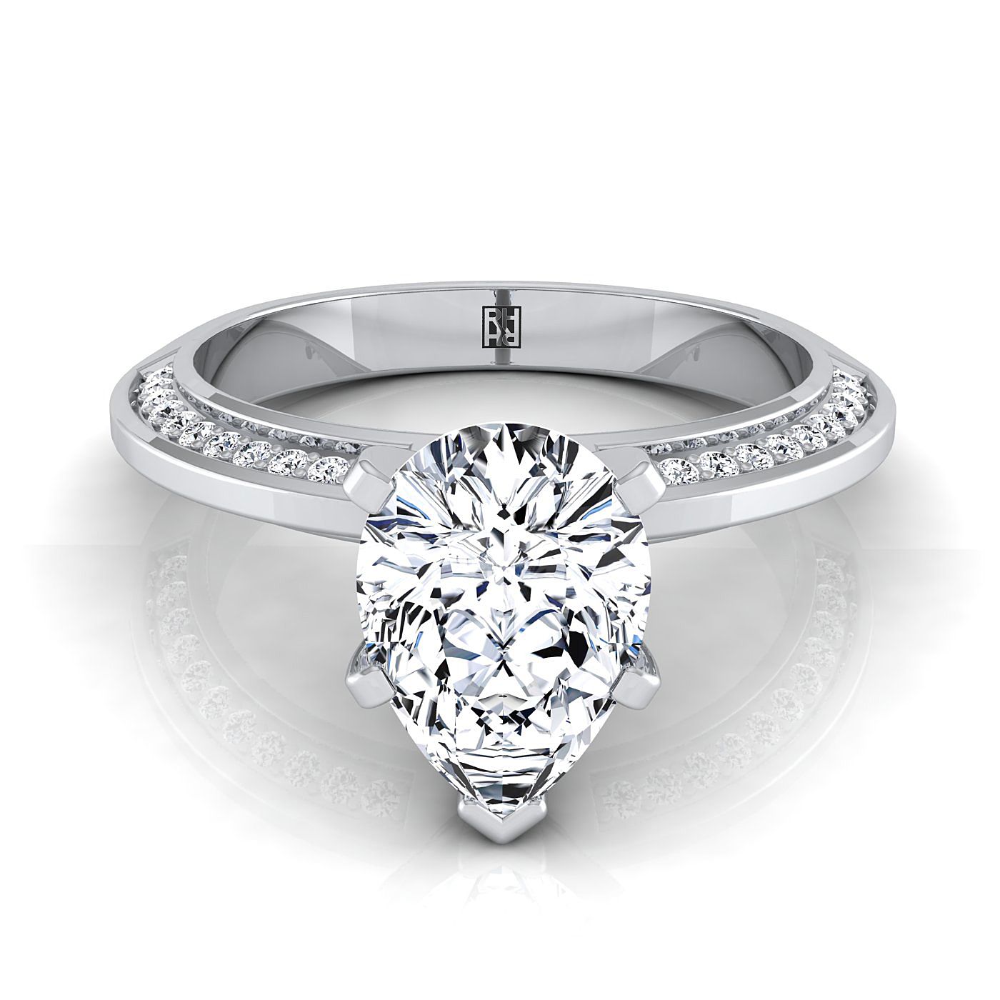 The Clover Select Pavé Engagement Ring with Lab Diamond in 18K White Gold - view 1