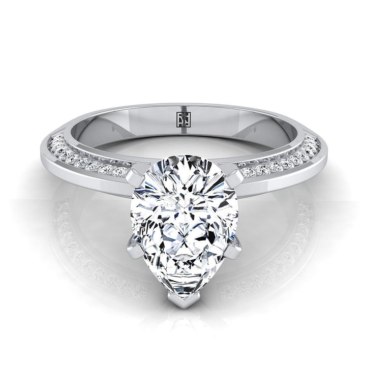 The Clover Select Pavé Engagement Ring with Lab Diamond in 18K White Gold - view 1