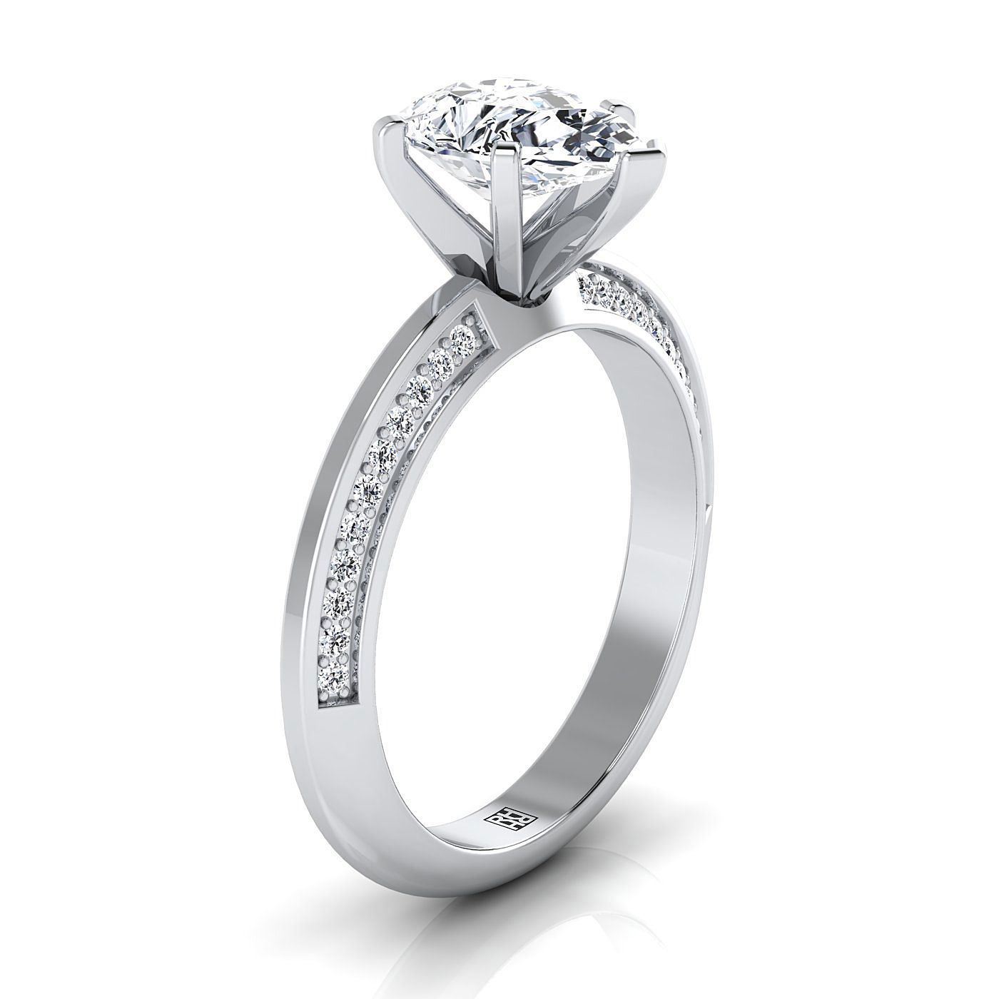 The Clover Select Pavé Engagement Ring with Lab Diamond in 18K White Gold - view 2