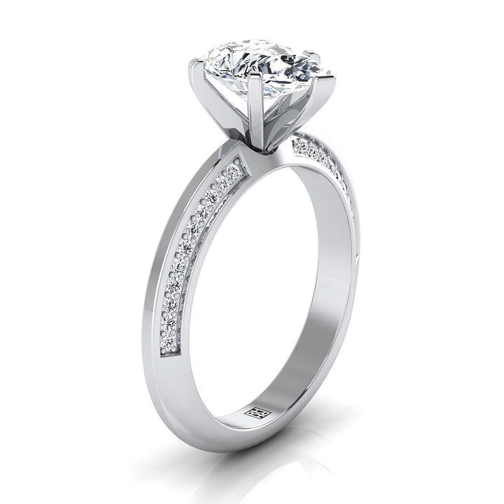 The Clover Select Pavé Engagement Ring with Lab Diamond in 18K White Gold - view 2