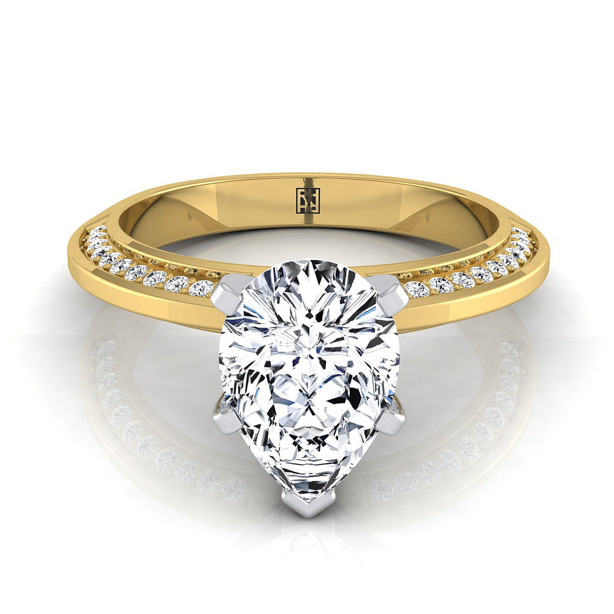 The Clover pear engagement ring setting in 18K Yellow Gold | RockHer