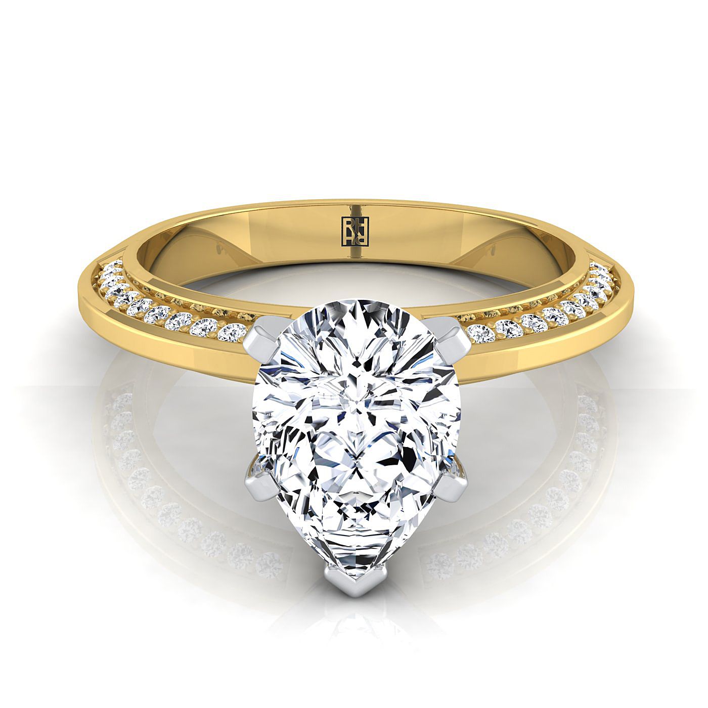 The Clover Select Pavé Engagement Ring with Lab Diamond in 18K Yellow Gold - view 1