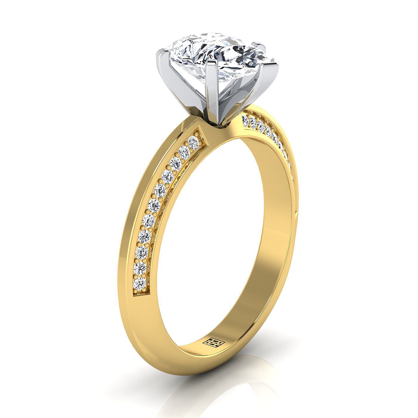 Select Knife Edge Pavé styling on The Clover pear engagement ring setting | RockHer