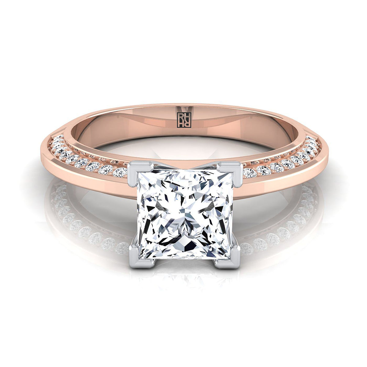The Clover princess engagement ring setting in 14K Rose Gold | RockHer