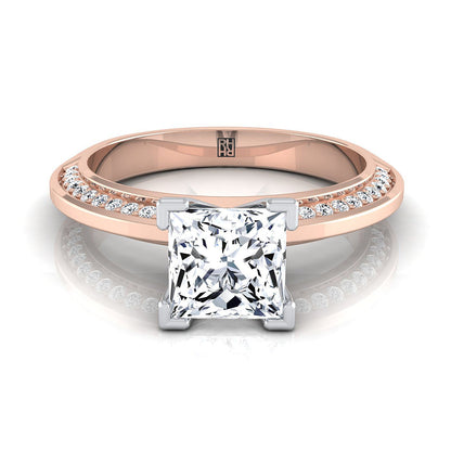 Knife Edge Micro-Pavé Princess, in 14K Rose Gold, pave setting | RockHer