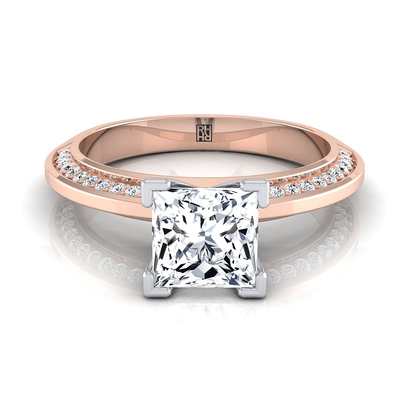 The Clover Select Pavé Engagement Ring with Lab Diamond in 14K Rose Gold - view 1