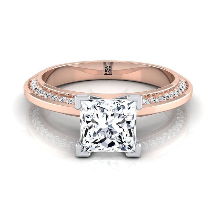 The Clover Select Pavé Engagement Ring with Lab Diamond in 14K Rose Gold - view 1