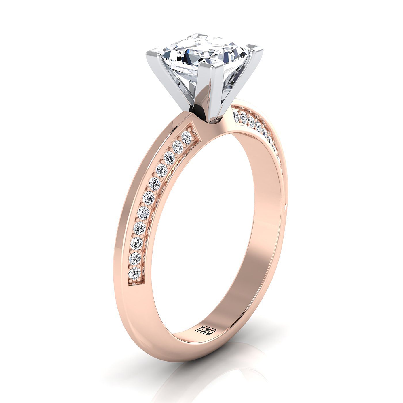 Select Knife Edge Pavé styling on The Clover princess engagement ring setting | RockHer