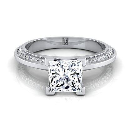 Knife Edge Micro-Pavé Princess, in 18K White Gold | RockHer