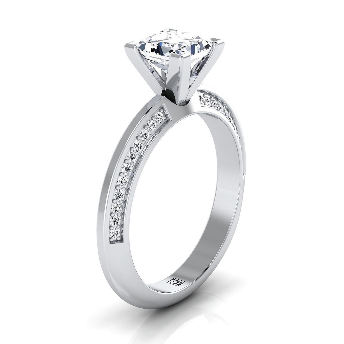 Select Knife Edge Pavé styling on The Clover princess engagement ring setting | RockHer