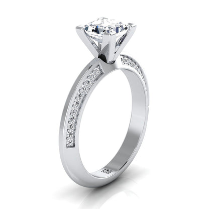 The Clover Select Pavé Engagement Ring with Lab Diamond in 18K White Gold - view 2