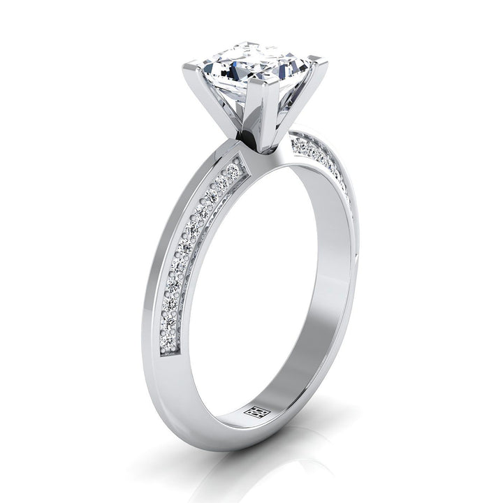 The Clover Select Pavé Engagement Ring with Lab Diamond in 18K White Gold - view 2