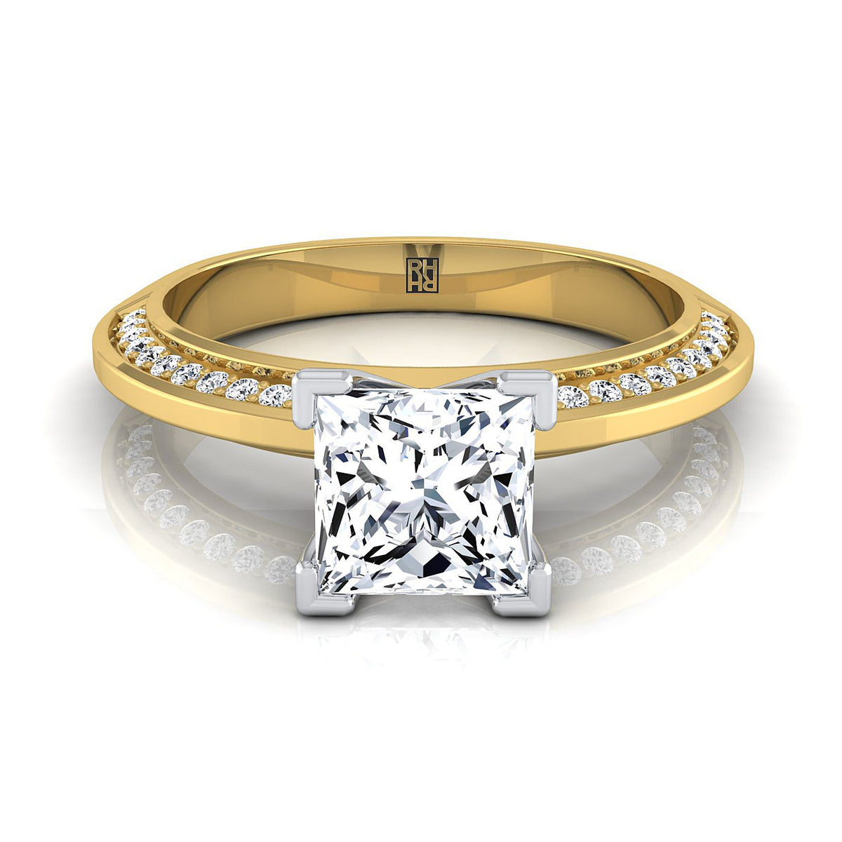The Clover princess engagement ring setting in 18K Yellow Gold | RockHer