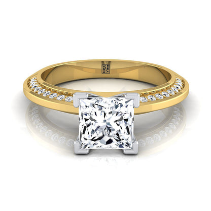 Knife Edge Micro-Pavé Princess, in 18K Yellow Gold | RockHer