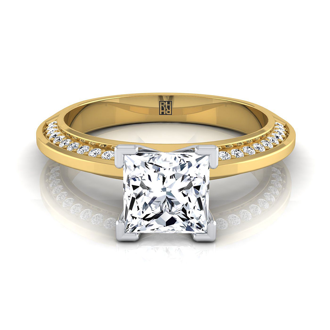 The Clover Select Pavé Engagement Ring with Lab Diamond in 18K Yellow Gold - view 1