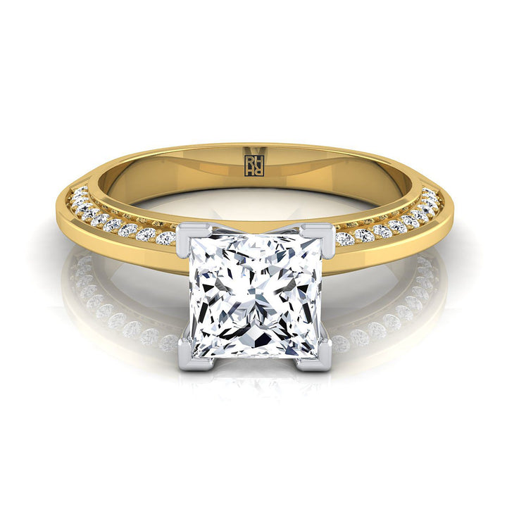 The Clover Select Pavé Engagement Ring with Lab Diamond in 18K Yellow Gold - view 1