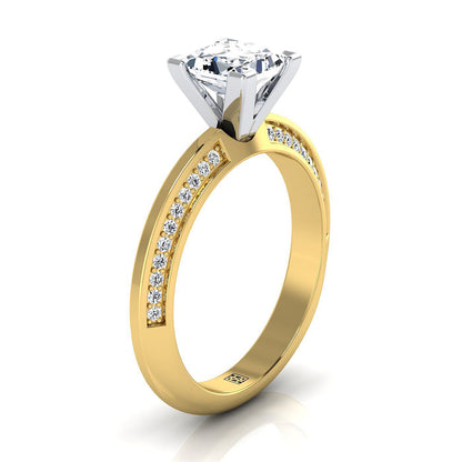 Knife Edge Micro-Pavé Princess, in 18K Yellow Gold – side profile | RockHer