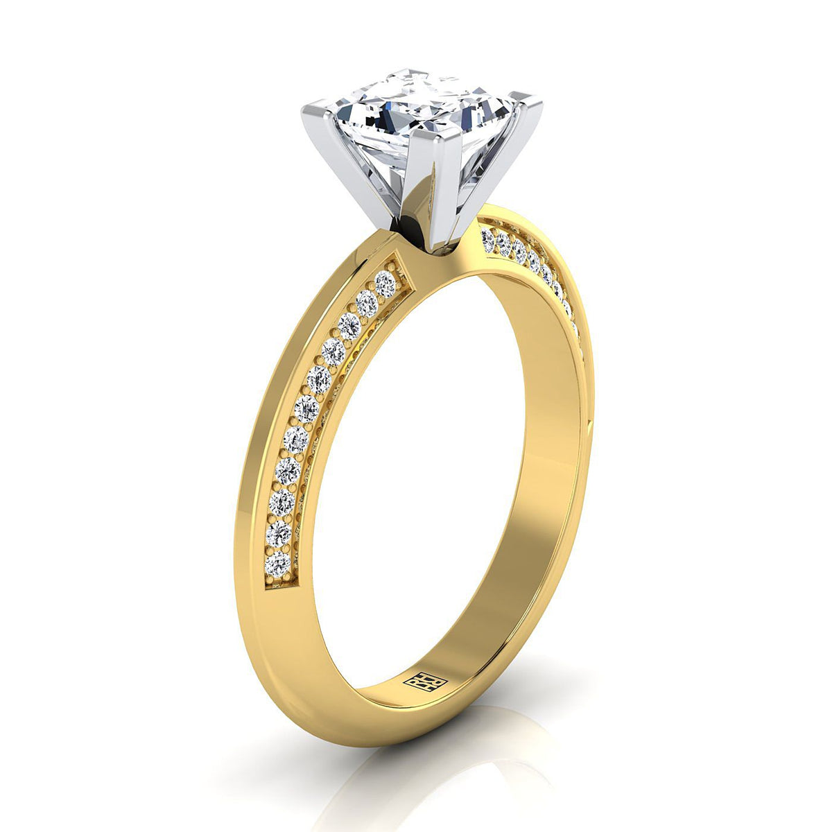 Select Knife Edge Pavé styling on The Clover princess engagement ring setting | RockHer