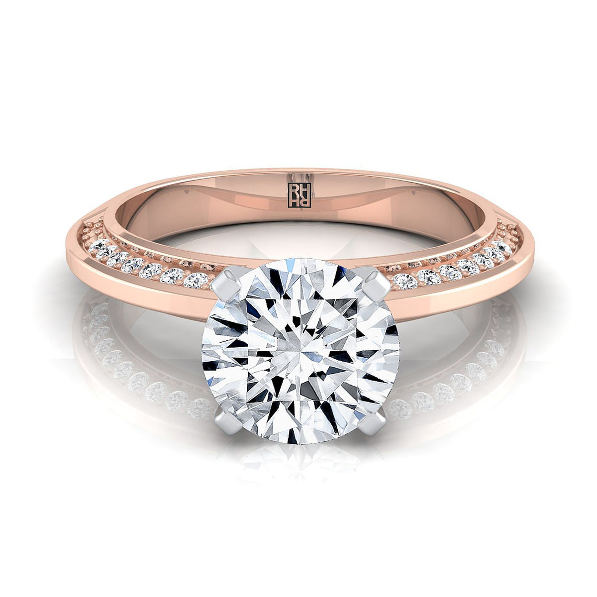 The Clover round engagement ring setting in 14K Rose Gold | RockHer