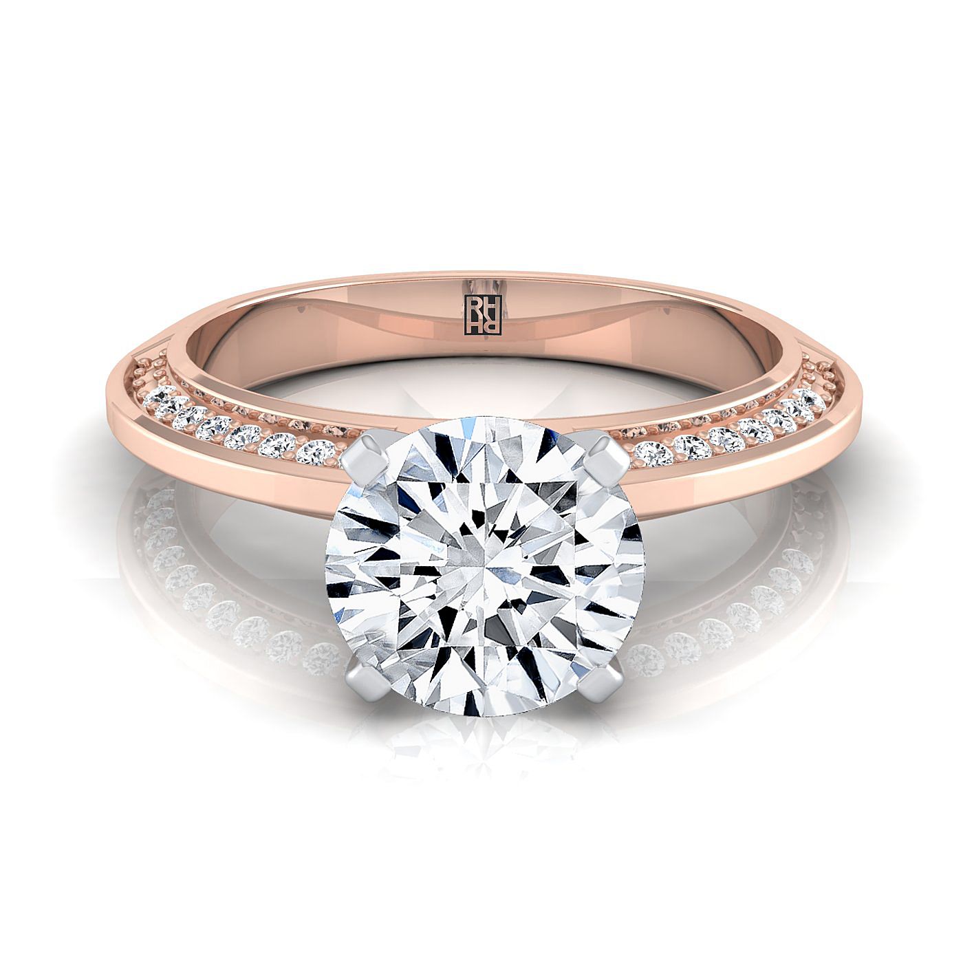 The Clover Select Pavé Engagement Ring with Lab Diamond in 14K Rose Gold - view 1