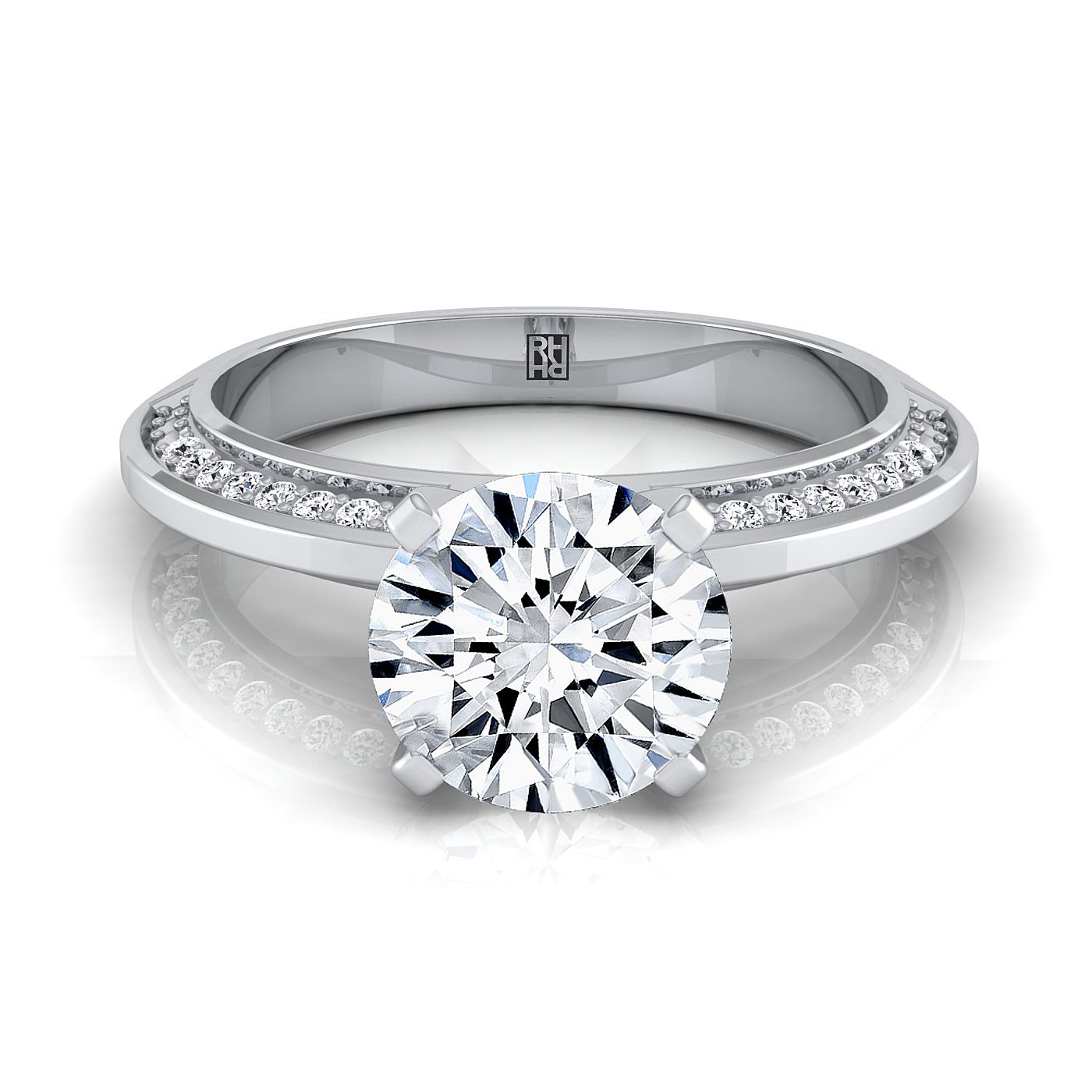 The Clover Select Pavé Engagement Ring with Lab Diamond in 18K White Gold - view 1