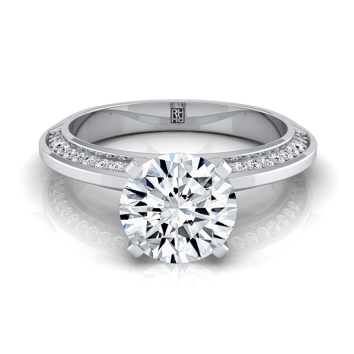 The Clover round engagement ring setting in 18K White Gold | RockHer