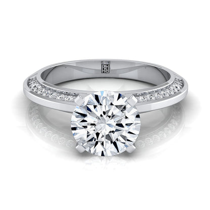 Round Brilliant, Knife Edge Micro-Pavé, in 18K White Gold | RockHer