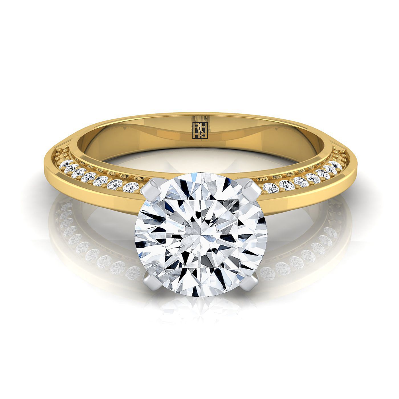 The Clover Select Pavé Engagement Ring with Lab Diamond in 18K Yellow Gold - view 1