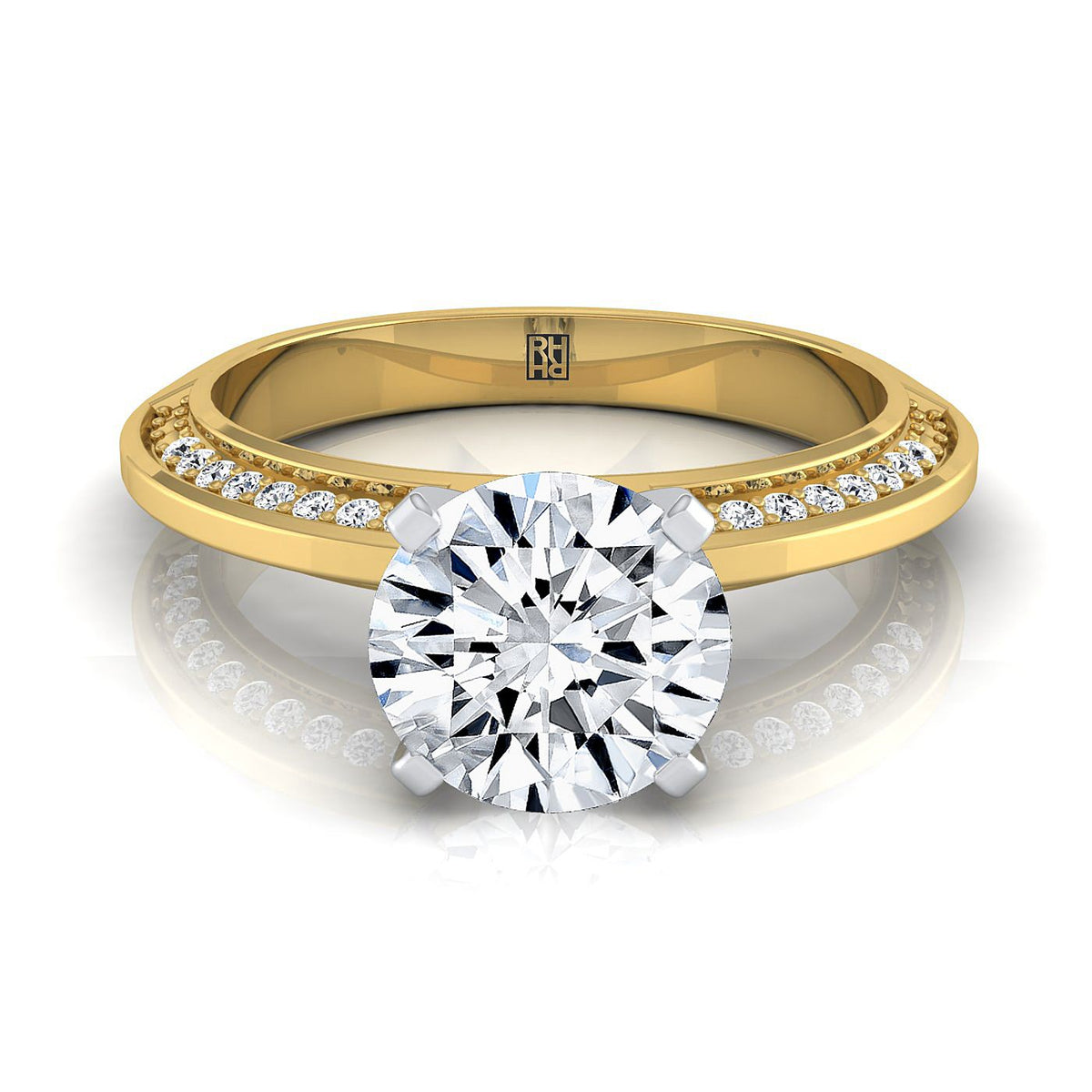 The Clover round engagement ring setting in 18K Yellow Gold | RockHer