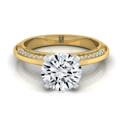 The Clover Select Pavé Engagement Ring with Lab Diamond in 18K Yellow Gold - view 1