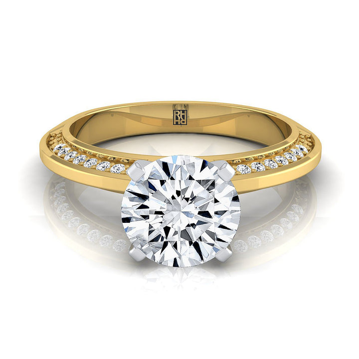 The Clover Select Pavé Engagement Ring with Lab Diamond in 18K Yellow Gold - view 1