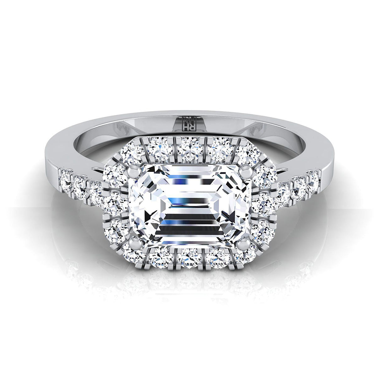 The Crimson emerald engagement ring setting in 18K White Gold | RockHer