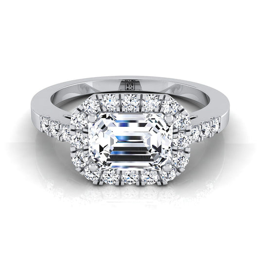 The Crimson Select Halo Engagement Ring with Lab Diamond in 18K White Gold - view 1