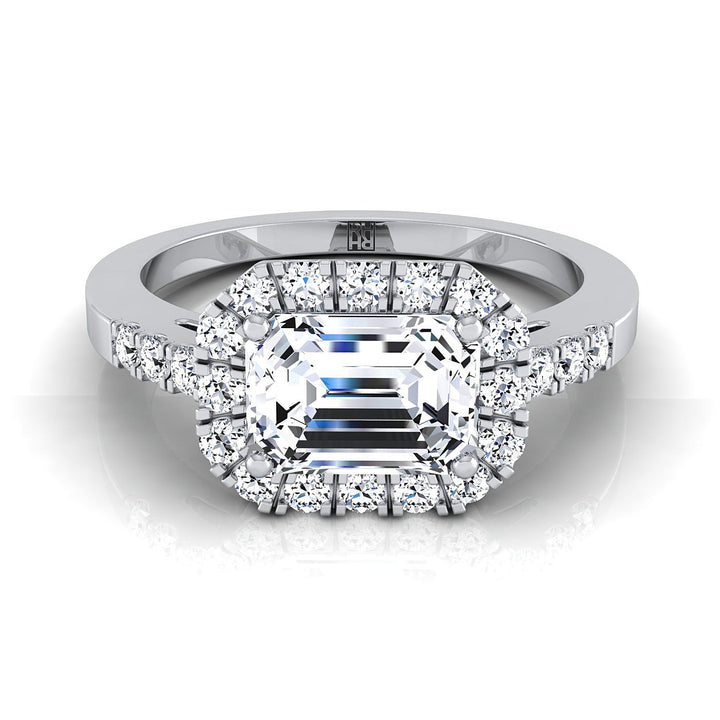 The Crimson Select Halo Engagement Ring with Lab Diamond in 18K White Gold - view 1