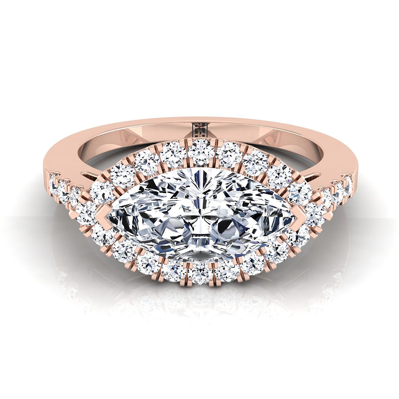 The Crimson Select Halo Engagement Ring with Lab Diamond in 14K Rose Gold - view 1