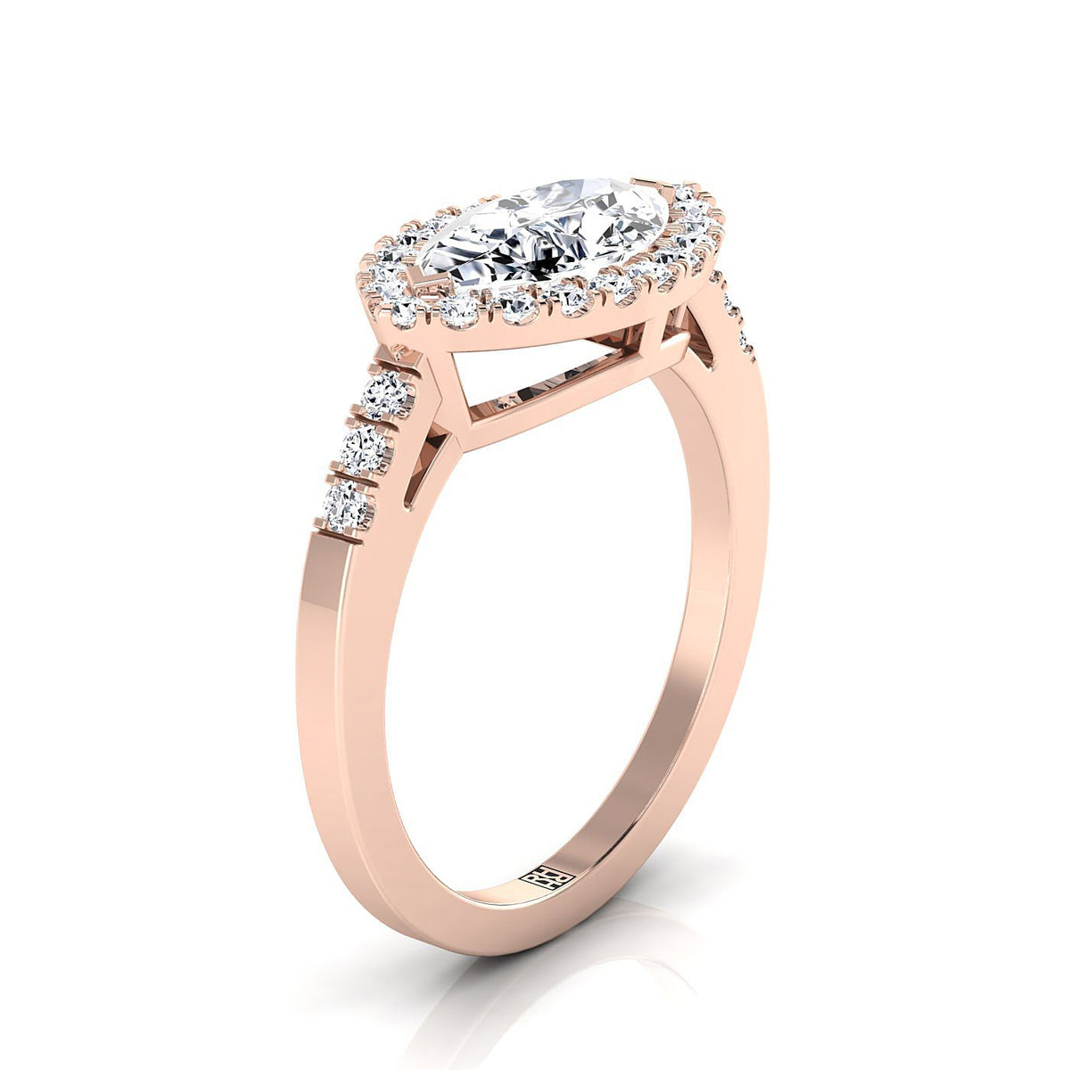 Select Halo styling on The Crimson marquise engagement ring setting | RockHer