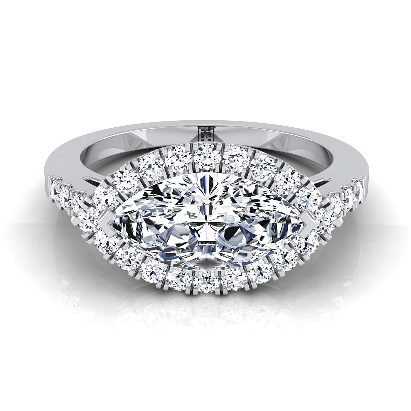 The Crimson Select Halo Engagement Ring with Lab Diamond in 18K White Gold - view 1