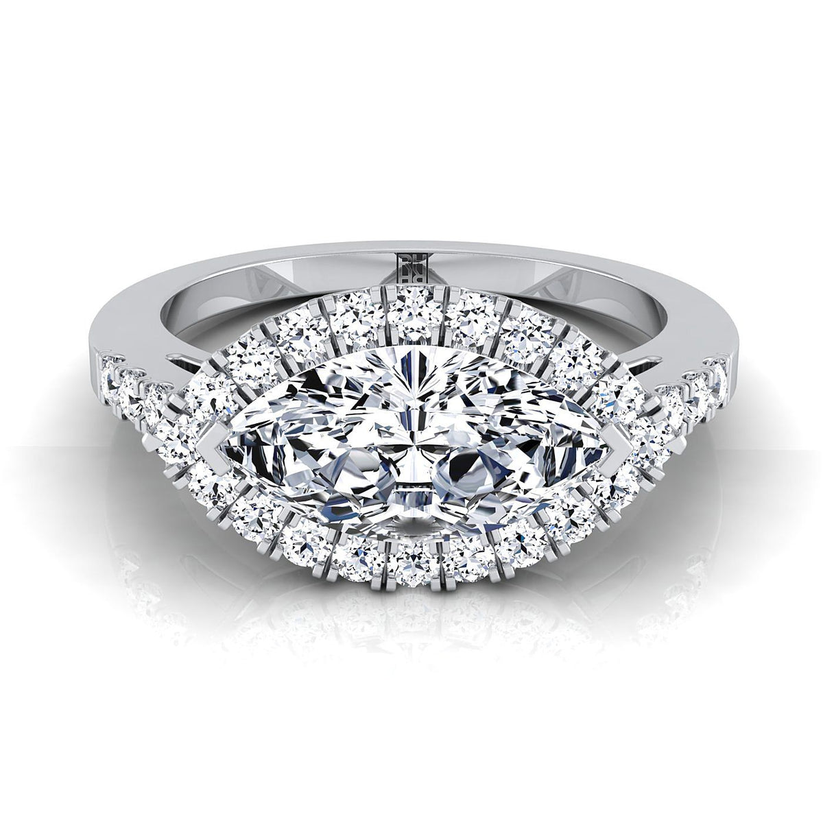 The Crimson marquise engagement ring setting in 18K White Gold | RockHer