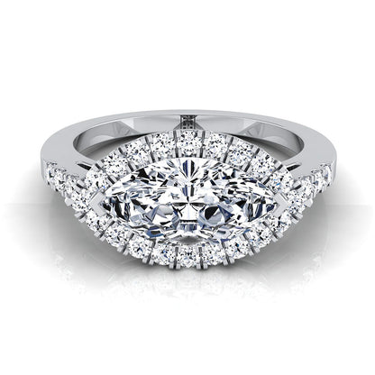 The Crimson Select Halo Engagement Ring with Lab Diamond in 18K White Gold - view 1