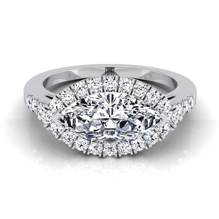 The Crimson Select Halo Engagement Ring with Lab Diamond in 18K White Gold - view 1