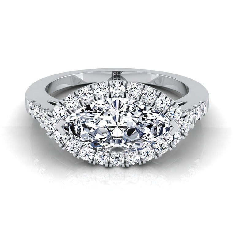 The Crimson Select Halo Marquise Lab Diamond Engagement Ring in 18K White Gold