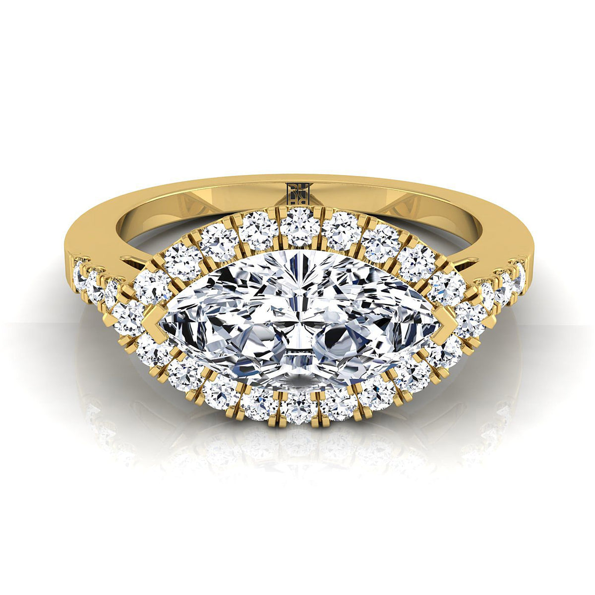 Crimson Select Halo Marquise Lab Diamond Engagement Ring in 18K Yellow Gold | RockHer