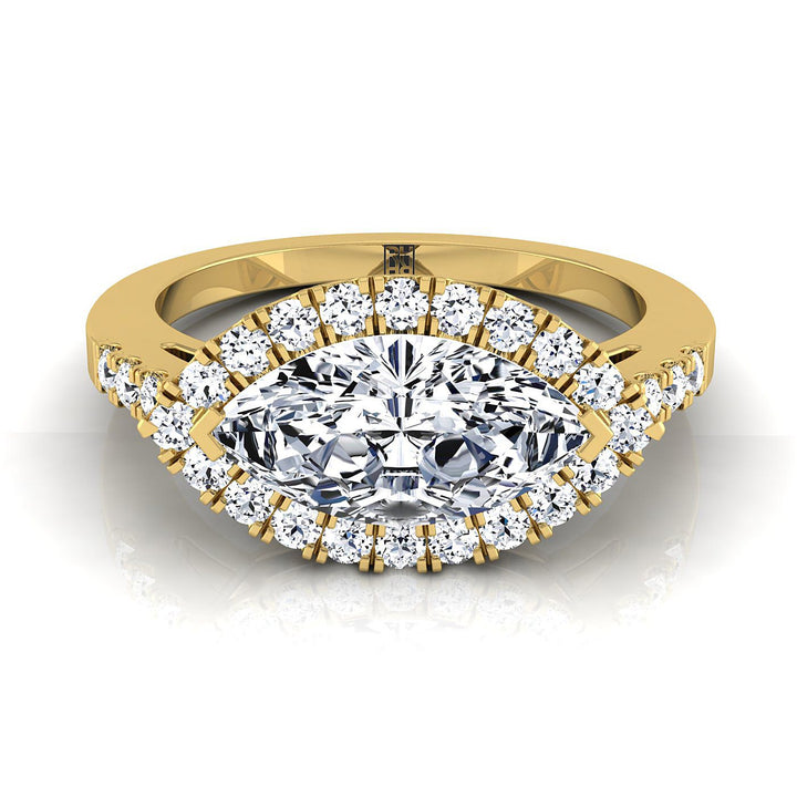Crimson Select Halo Marquise Lab Diamond Engagement Ring in 18K Yellow Gold | RockHer