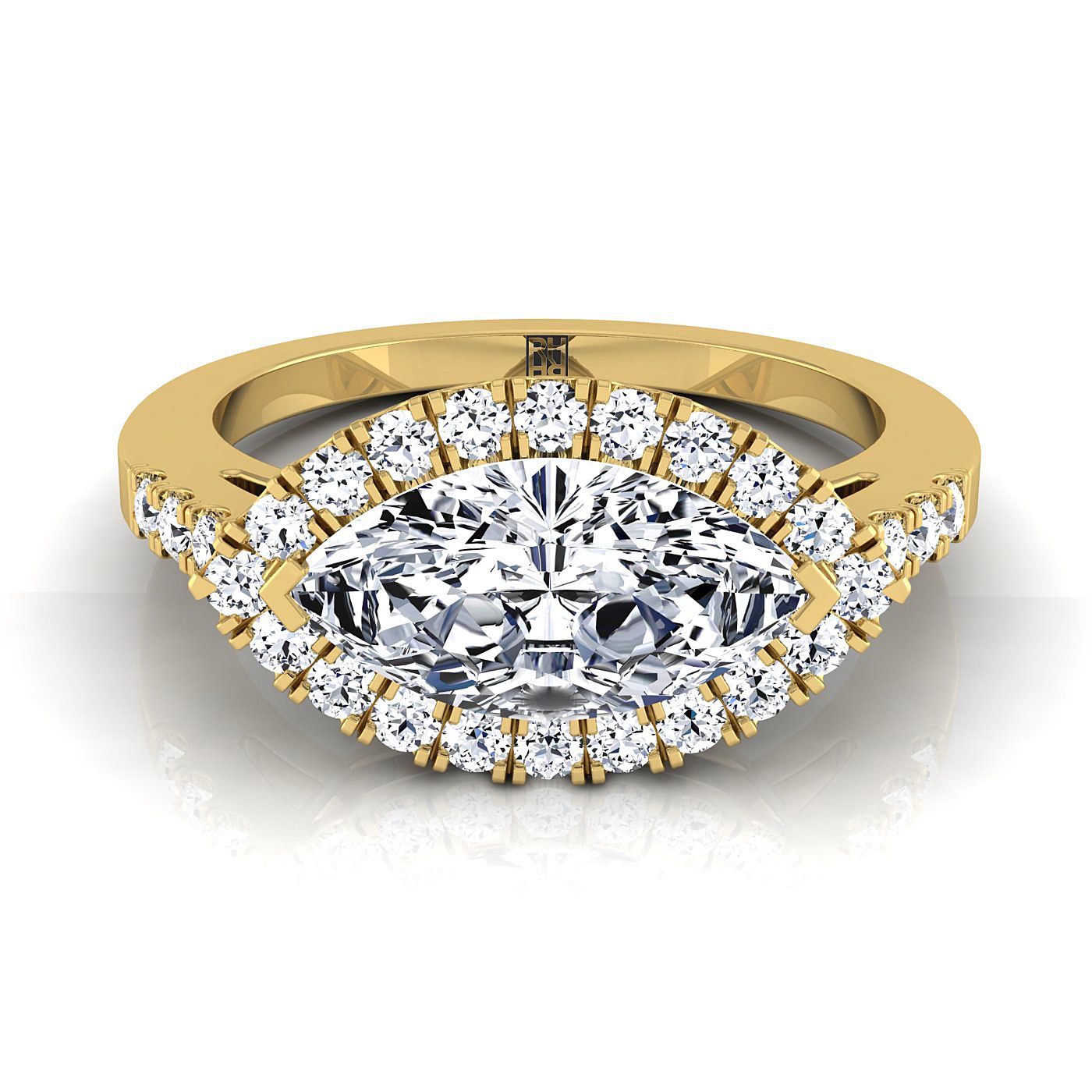 The Crimson Select Halo Engagement Ring with Lab Diamond in 18K Yellow Gold - view 1