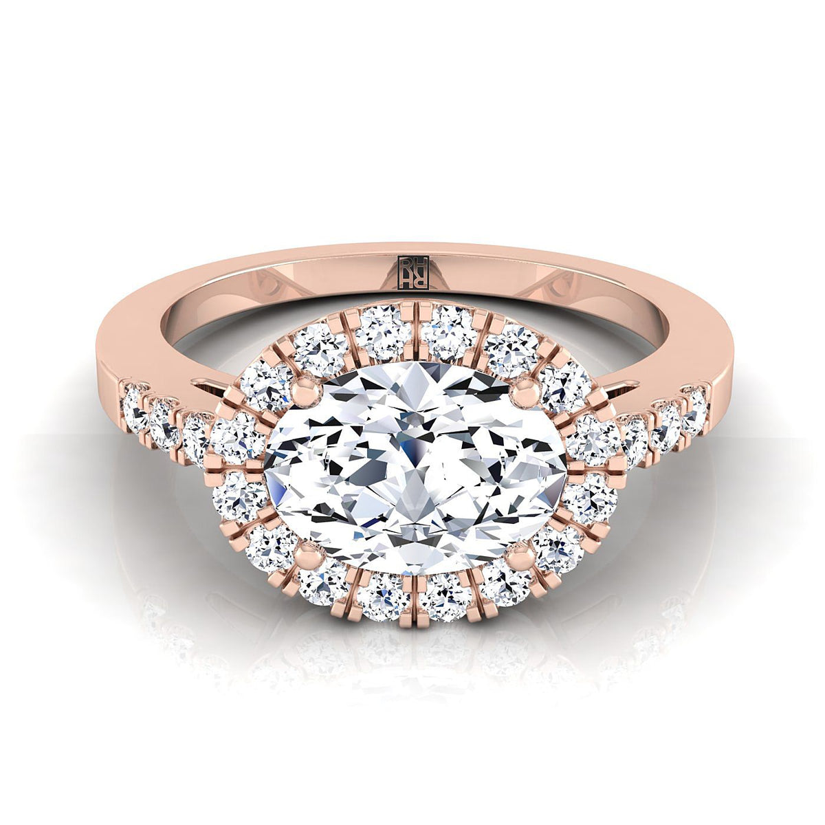 The Crimson oval engagement ring setting in 14K Rose Gold | RockHer