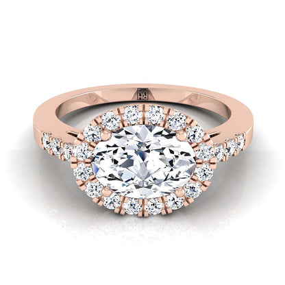 The Crimson Select Halo Engagement Ring with Lab Diamond in 14K Rose Gold - view 1
