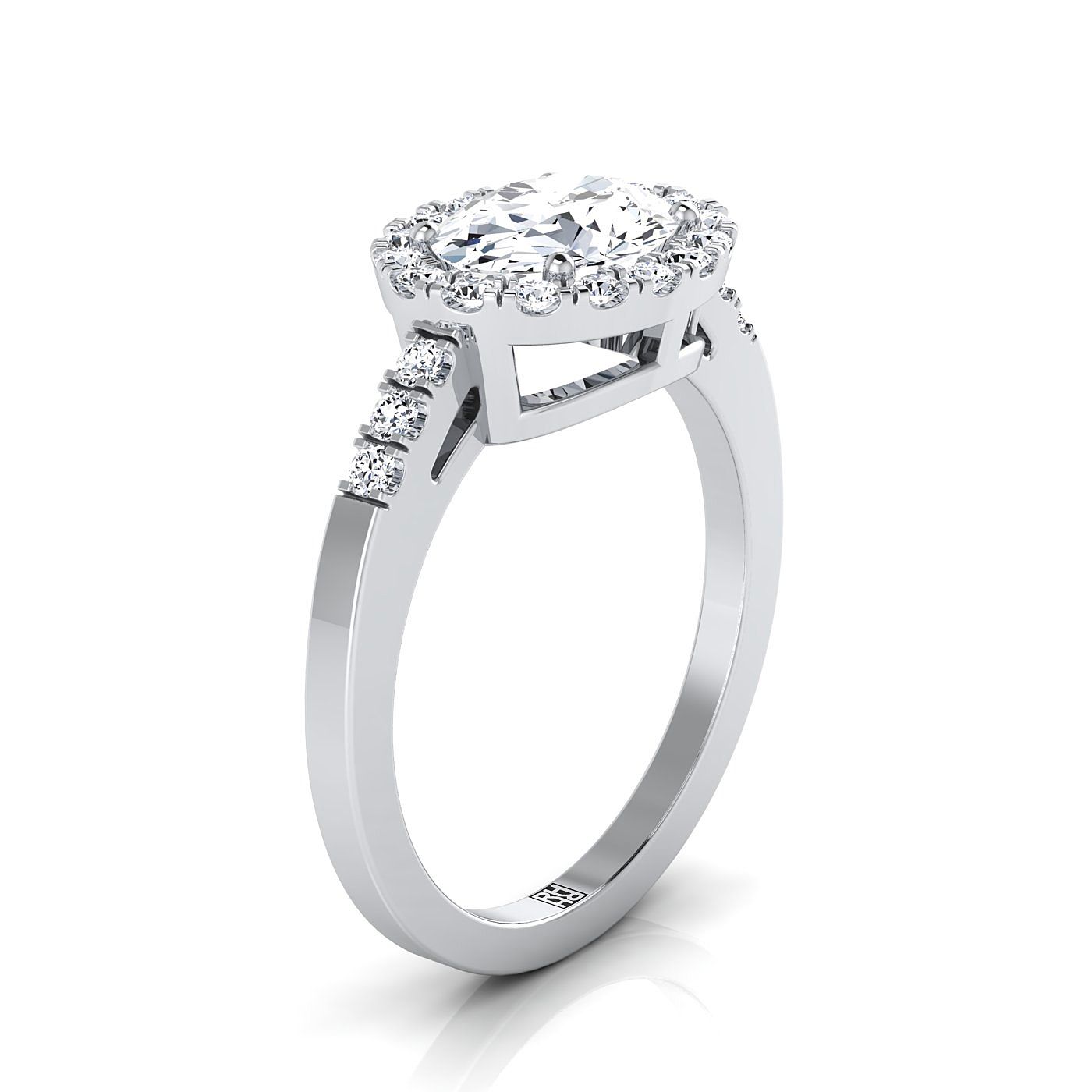 Crimson Select Halo Oval Lab Diamond Engagement Ring in 18K White Gold | RockHer