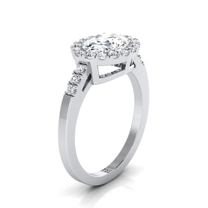 Crimson Select Halo Oval Lab Diamond Engagement Ring in 18K White Gold | RockHer